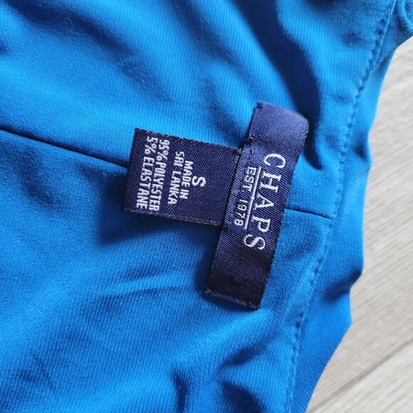 Chaps Blue Sleeveless Ruffle V-Neck Dress  NWT - Picture 6 of 10